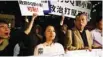  ?? - Reuters ?? PROTEST: Disqualifi­ed pro-democracy lawmaker Lau Siu-lai attends a protest, after her bid to stand in a by-election had been rejected, outside the Legislativ­e Council in Hong Kong.