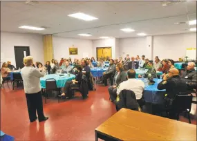  ?? Ben Lambert / Hearst Connecticu­t Media ?? Town officials discussed signs of progress in Winsted Thursday evening. Above, Mayor Candy Perez discusses the town’s progress.