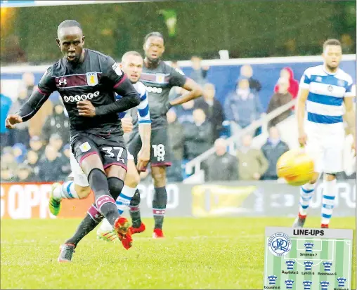  ?? PICTURES: PSI/Andy Walter ?? MR COOL: Aston Villa’s Albert Adomah equalises from the spot