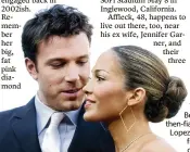  ?? CHRIS PIZZELLO ASSOCIATED PRESS ?? Throwback “Daredevil” star Ben Affleck and his then-fiancee, actress/singer Jennifer Lopez, arrive at the premiere of the film in the Westwood section of Los Angeles, Feb. 9, 2003.