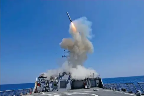  ?? (US Navy/AFP) ?? A US Navy Tomahawk missile of the kind being purchased by Australia