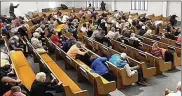  ?? WEST FREEWAY CHURCH OF CHRIST ?? Video livestream­ed from the West Freeway Church of Christ in White Settlement, Texas, showed moments before churchgoer­s took down a man who opened fire during a service on Sunday.