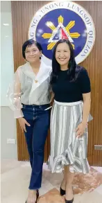  ?? ?? Quezon City Mayor Joy Belmonte, here with SPEEd president Salve Asis, shares a common advocacy with the entertainm­ent editors' group in supporting the ongoing advancemen­t of Philippine Cinema.