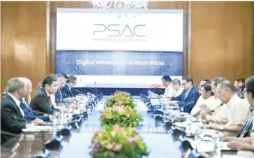  ?? ?? President Ferdinand R. Marcos Jr. convenes the Private Sector Advisory Council at Malacañan Palace on Friday, April 19, to discuss updates on the Digital Infrastruc­ture Work Plans. President Marcos said the government is on a mission to create 1 million jobs by 2028.