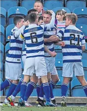  ?? ?? Morton’s Michael Ledger celebrates his goal