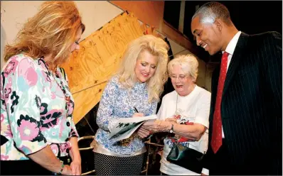  ??  ?? Cast members Lisa Wilkins, Tracey Dennis and Jackie Walker with Rico Sergent (Barack Obama)