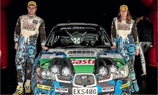  ?? ALLAN PRITCHARD ?? Matt Summerfiel­d and his co-driver sister Nicole are in the hunt for the New Zealand Rally Championsh­ip