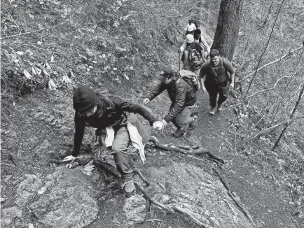  ?? PROVIDED BY NICOLE SEGNINI/NATIONAL PARK SERVICE ?? Hikers make their way up Mount Storm King at Olympic National Park.