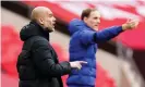  ??  ?? Pep Guardiola will take on Thomas Tuchel in what promises to be an intriguing tactical battle. Photograph: Matt McNulty/ Manchester City FC/Getty Images