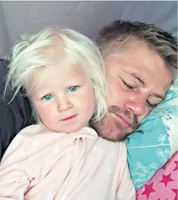  ??  ?? Rudy Bruynius with his two-year-old daughter McKayla. Both died after being swept out to sea at Fistral Beach in Cornwall