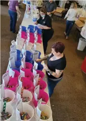  ?? Courtesy photo ?? Volunteers assemble 500 goodie baskets on Thursday ahead of this weekend’s Easter basket giveaway that is being organized by the Salvation Army Yuba/sutter Corps.