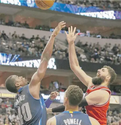  ?? | LM OTERO/ AP ?? Bulls forward Nikola Mirotic was 0- for- 4 shooting and a minus- 24 in only 13 minutes Saturday against the Mavericks.