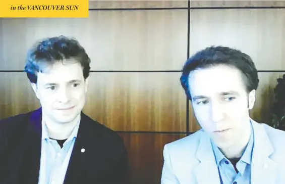  ?? PARLVU.PARL.GC.CA ?? Marc, left, and Craig Kielburger, the brothers behind WE, announced Wednesday they were stepping down from WE Charity, which will also end its Canadian operations.