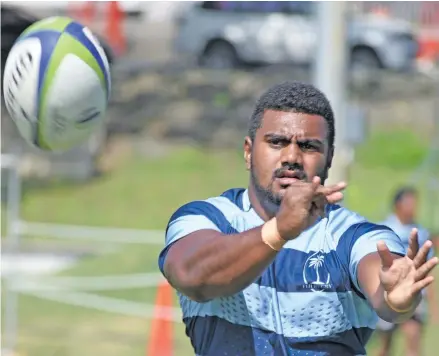  ??  ?? Mesulame Dolokoto of Fiji Airways Fiji Warriors during team training at Albert Park on March 7, 2018.
Photo: Ronald Kumar