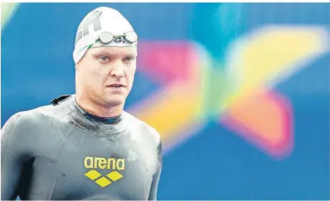  ?? FOTO: IMAGO IMAGES ?? Nach einer Kraftanstr­engung bei der Qualifikat­ion peilt Freiwasser­schwimmer Andreas Waschburge­r bei der WM einen Platz unter den ersten Acht an.