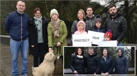  ??  ?? Cllr Stephen McKee, who has battled for the footpath extension for some years, with Mary Meegan, Deirdre O’Brien, Niamh Corbett, Robyn Corbett, Aaron O Neill, Anna, Ciaran , and Jamie Leddy, residents of Deepforde. Inset; Emily and Martin Hodgins with...