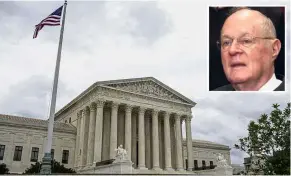  ??  ?? End of an era: Kennedy (inset) has served on the influentia­l Supreme Court bench since 1988. — AFP