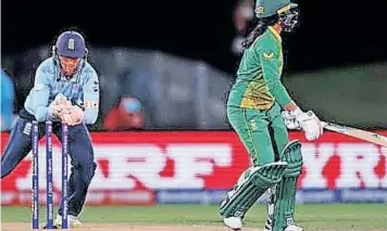  ?? ?? ENGLAND’S Amy Jones stumps Proteas’ Trisha Chetty off the bowling of Sophie Ecclestone during yesterday’s ICC Women’s Cricket World Cup semi-final. The Proteas lost the match.