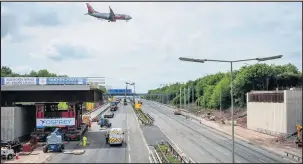  ??  ?? Work to put a new Kegworth Bypass bridge place over the M1 near East Midlands Airport. Photos by Christian Smith.