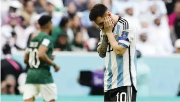 ?? ?? Argentina Captain, Lionel Messi, rues his team’s loss to Saudi Arabia at the ongoing Qatar 2022 World cup… yesterday.