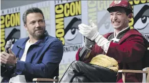  ?? RICHARD SHOTWELL/THE ASSOCIATED PRESS ?? Ben Affleck, left, seen with Ezra Miller at Comic-Con, says he will play Batman in an upcoming film.