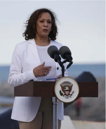  ?? AP ?? US Vice President Kamala Harris gives a speech in Ghana during her tour of Africa