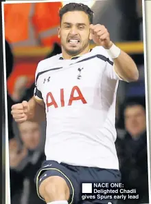  ??  ?? NACE ONE: Delighted Chadli gives Spurs early lead