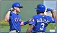  ?? SUBMITTED ?? Ryan Rua (Amherst, Lake
Erie College) and new Indians player Delino DeShields Jr. were teammates in Texas from 2015 to 2018.