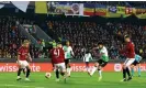  ?? Photograph: Kieran McManus/Shuttersto­ck ?? Luis Díaz fires home Liverpool’s fourth goal against Sparta Prague in the second half.