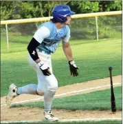  ?? Photo by Bob Parana ?? Post 467's Ethan Wells, pictured in an earlier season game, hit a homer and double, knocked in four runs, and scored three times in his team's 11-3 American Legion Baseball Region 8 opening win over Millcreek. Wilcox plays French Creek Valley today at 4:35 p.m.