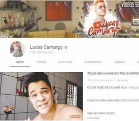  ?? REPRODUÇÃO DA INTERNET ?? O youtuber Lucas Camargo faz sucesso com suas brincadeir­as