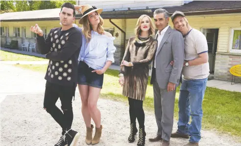  ?? CBC ?? Schitt's Creek — starring Daniel Levy, left, Annie Murphy, Catherine O'Hara, Eugene Levy and Chris Elliott — enjoyed huge success at the Emmys.