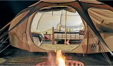  ??  ?? If you like the idea of glamping, Te Tiro Accommodat­ion has an option complete with an open fire right outside the tent.