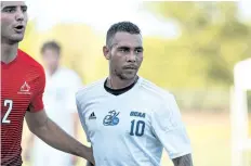  ?? RYAN MCCULLOUGH/PHOTO COURTESY NIAGARA COLLEGE ?? Carlos Williams, right, a third-year striker from St. Catharines, moved into a first-place tie with Matt Miedema with 10 career goals for Niagara College in men's soccer.