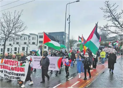  ?? ?? A march which took place in Sligo last weekend in support of the people of Palestine and Gaza.