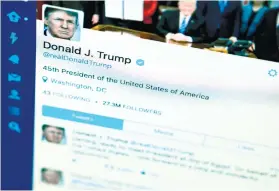  ?? AP FOTO ?? ROCKING THE TWITTERVER­SE. US President Donald Trump’s Twitter may be one of the most popular, but it hasn’t helped the social media platform with its earnings.