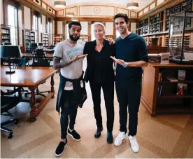  ?? Photograph: Courtesy of Anita Elberse ?? Anita Elberse, pictured with Dani Alves and Kaká, shadowed Sir Alex Ferguson in his last season in charge at Manchester United before launching her programme.