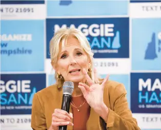  ?? MARY SCHWALM/AP ?? First lady Jill Biden is scheduled to be in the Lehigh Valley Wednesday for a campaign event.