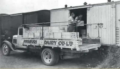  ??  ?? Butter boxes made from Kahikatea being loaded from this Arahuri Dairy Company truck onto a train for export. Photo: Alexandra Turnbull Library.