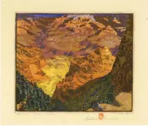  ??  ?? Bright Angel Trail, woodblock print, ed. of 22 of 120, 9½ x 11¼”