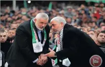  ?? PICTURE: MA’AN ?? Head of the Hamas politburo, Ismail Haniyeh, left, and Yahiya Sinwar, Hamas’s leader in Gaza.