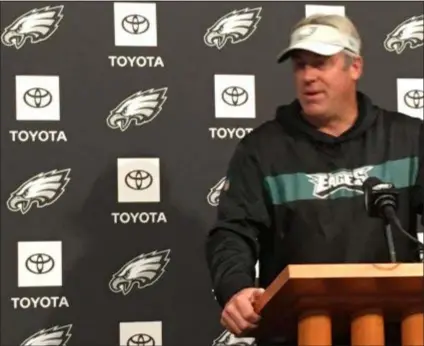  ??  ?? Eagles head coach Doug Pederson is not a doctor. His injury explanatio­ns confirm that. But he doesn’t think 35-year-old veteran Darren Sproles has played his last NFL snap.