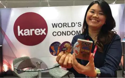  ??  ?? Karex Bhd is the world’s largest condom exporter. Its latest offering — ‘Teh Tarik’ condoms — attracted huge interest at the Internatio­nal Rubber Glove Conference and Exhibition yesterday.