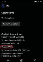  ??  ?? Smartphone­s mit Windows 10 Mobile verbleiben auf dem Stand des Creators Update vom Frühjahr dieses Jahres (1703): Das Herbst-update beschränkt sich auf das normale Windows 10 für Notebooks, PCS und Tablets.