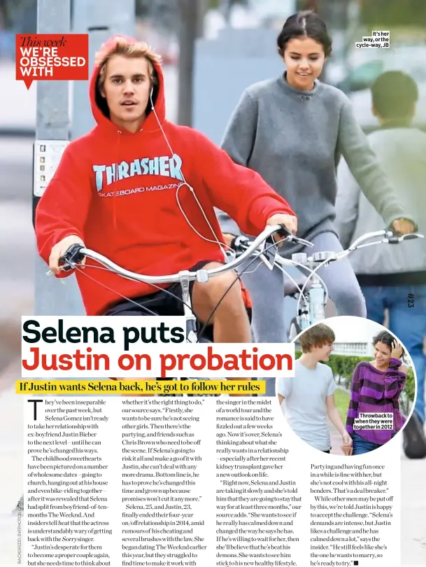  ??  ?? Throwback to when they were together in 2012 It’s her way, or the cycle-way, JB