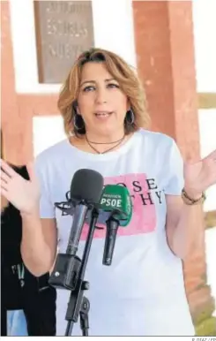  ?? R. DÍAZ / EP ?? La líder del PSOE-A, Susana Díaz, ayer en Constantin­a.