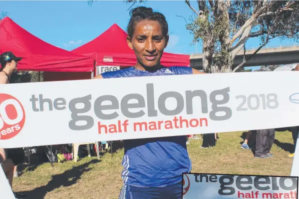  ?? Picture: SUPPLIED ?? SCORCHING: Geelong Half Marathon women’s winner Fasika Metafriya blew away her rivals, while a wrong turn could not stop men’s winner Abere Kassw (right).