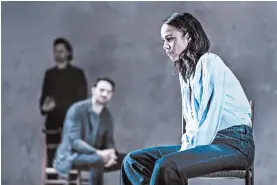  ?? MARC BRENNER PHOTO ?? Tom Hiddleston, Charlie Cox and Zawe Ashton in “Betrayal,” on Broadway at the Bernard B. Jacobs Theatre.