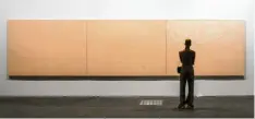  ?? Foto: Georgios Kefalas, dpa ?? Freie Felder für Gedanken: Eine Besucherin steht vor einem Werk des chinesisch­en Künstlers Qiu Shihua bei der Kunstmesse Art Basel.
