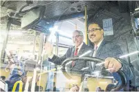  ?? CARLOS OSORIO/TORONTO STAR ?? Bob Chiarelli, left, and Amarjeet Sohi, the provincial and federal infrastruc­ture ministers, announced $8.34 billion in funding.